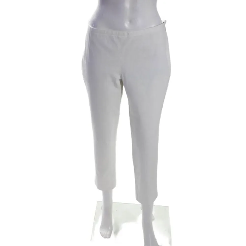 J. Mclaughlin Womens Side Zip Mid Rise Straight Cropped Pants White Cotton 4